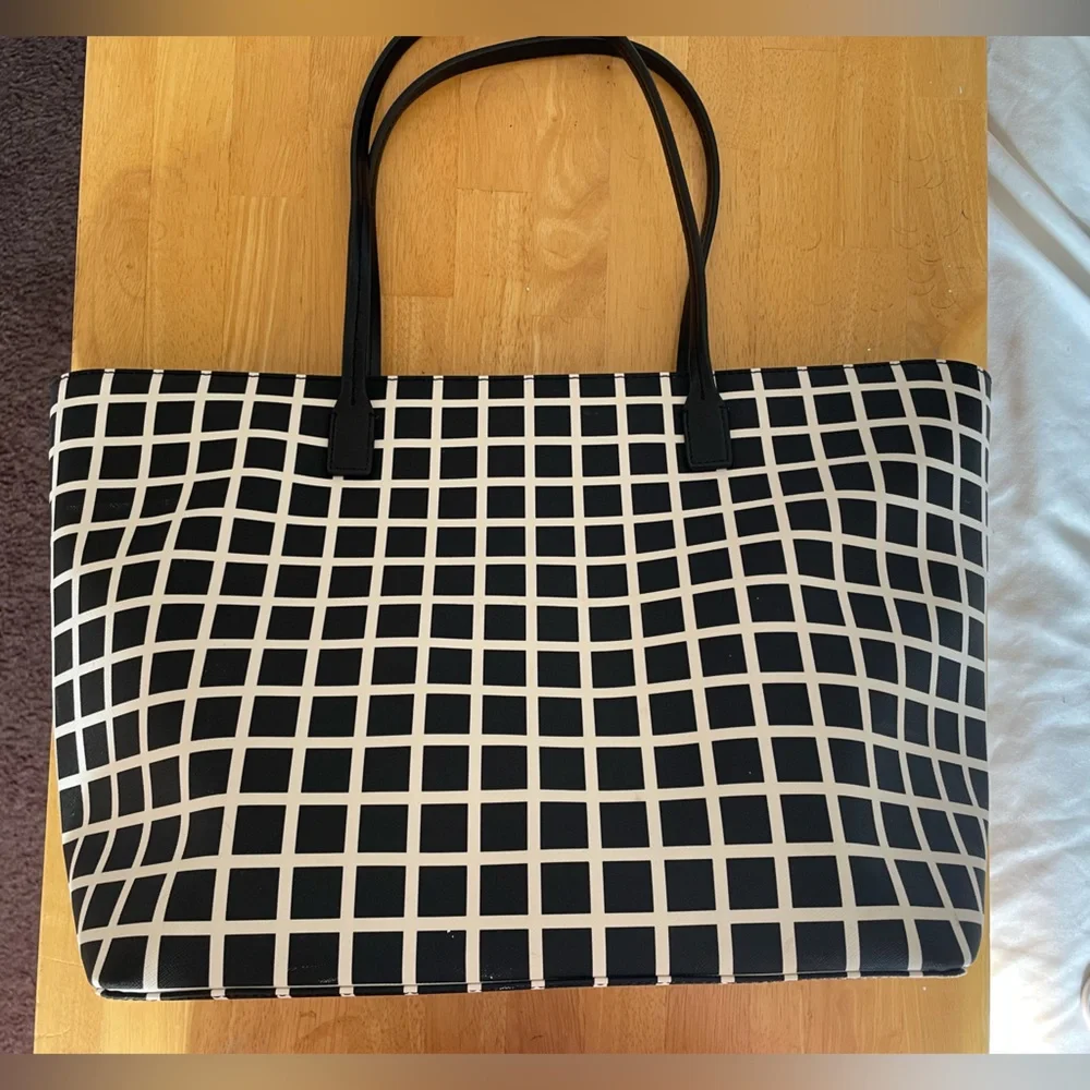 Kate Spade New York Black & White Basket Weave Tote